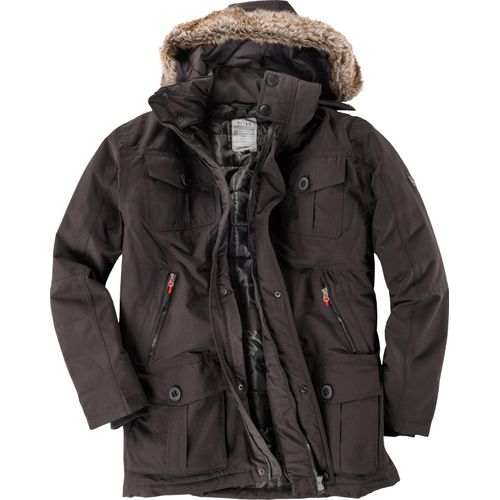 Brigg dunkelbrauner Parka mit abnehmbarer Kapuze in Übergröße, Größe:7XL