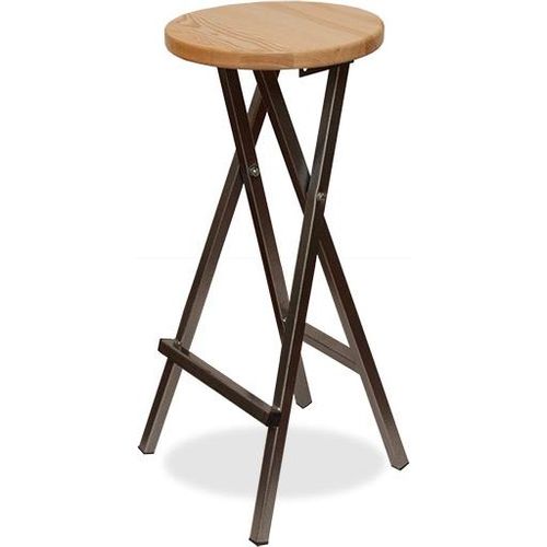 Barhocker Barstuhl Tresenhocker Party-Hocker, Massivholz Sitz ø 35 cm - natur, Gestell Stahl anthrazit