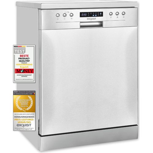Exquisit Geschirrspüler GSP9414-030D inox | Spülmaschine 60 cm | Aquastop | InnoWash | Auto Türöffner | ECO-Modus | Maßgedecke: 14 | Unterbaugerät