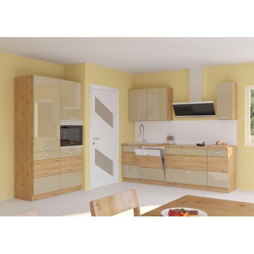 Küche Artisan Cappuccino 230 + 120 Küchenzeile Hochglanz Küchenblock Einbauküche
