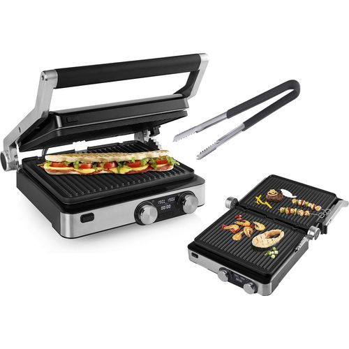 Digitaler Kontaktgril mit Grillzange, abnehmbare Platten & Timer 2000W, 29x23cm