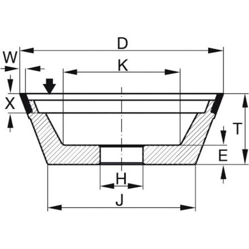 TYROLIT Diamant-Topf-Schleifscheibe DxTxH (mm), 125x40x20, Typ: D126