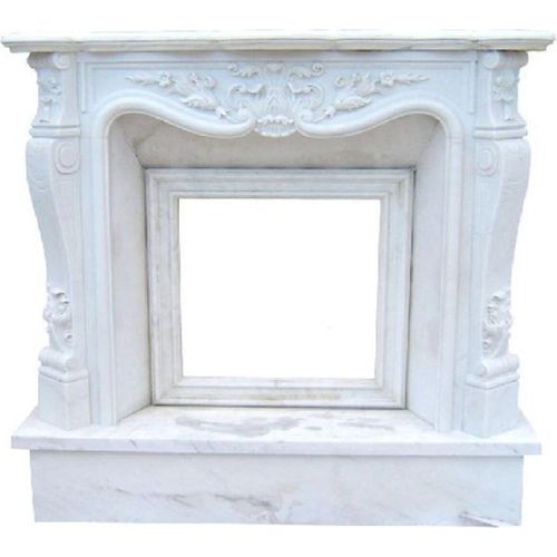 Casa Padrino Luxus Barock Kaminumrandung Weiß 150 x 30 x H. 120 cm - Handgefertigte Kaminumrandung aus hochwertigem Marmor - Prunkvolle Barock Möbel