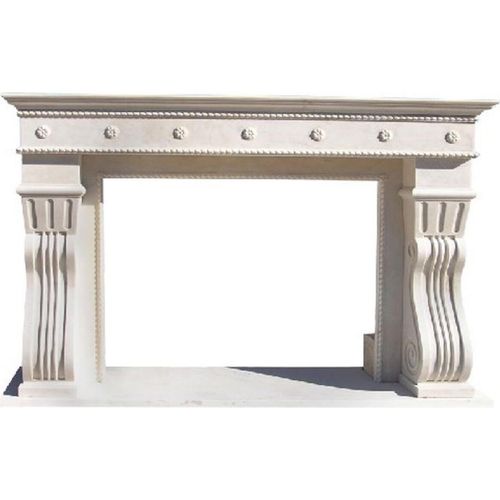 Casa Padrino Luxus Barock Kaminumrandung Weiß 202 x 55 x H. 125 cm - Handgefertigte Kaminumrandung aus hochwertigem Marmor - Kamin Deko Accessoires - Marmor Möbel im Barockstil