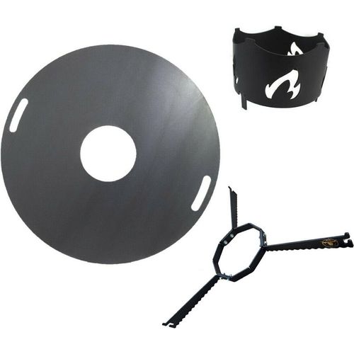Komplettset Feuerplatte 100cm 6mm + Abstandshalter + Wok Aufsatz Plancha #203