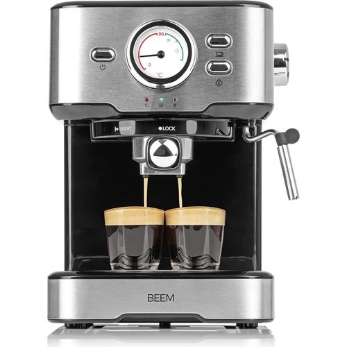 BEEM ESPRESSO-SELECT Espressomaschine im klassischen Design Siebträgermaschine 15 bar professioneller Milchschaumdüse Barista Kaffee-Spezialitäten