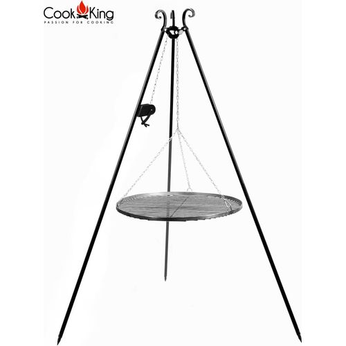 CookKing 111353 Schwenkgrill 180cm - Grillrost aus Rohstahl 80cm + Kurbel