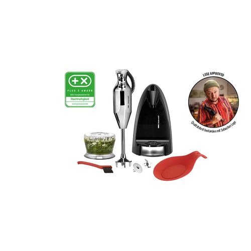 ESGE Zauberstab M 200 Chrom 90580, Stabmixer, Pürierstab, Handmixer, Profi, Zubehör, bis zu 17.000 U/Min, 200 Watt