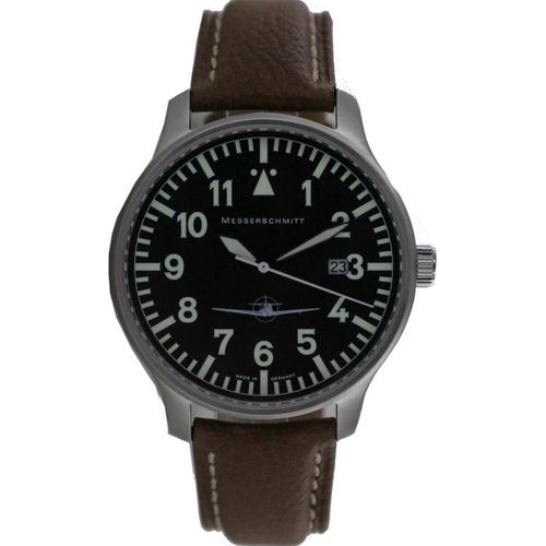 Aristo Herren Messerschmitt Uhr Fliegeruhr ME108-42B Leder