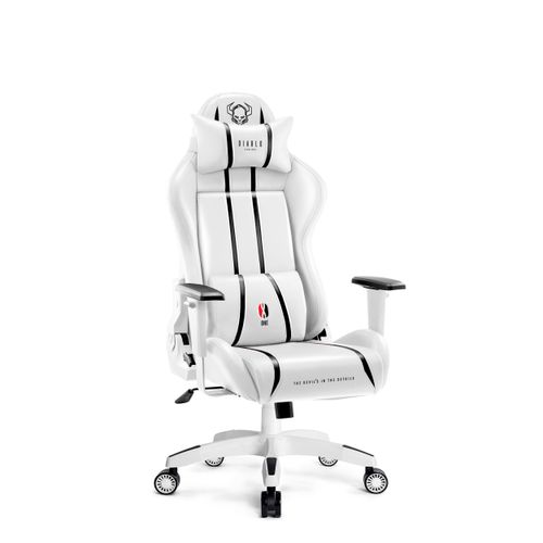 Diablo X-One 2.0 Gaming Stuhl für Kinder Bürostuhl Schreibtischstuhl Verstellbare Armlehnen Ergonomisches Design Nacken/-Lendenkissen Weiß Kids (S)