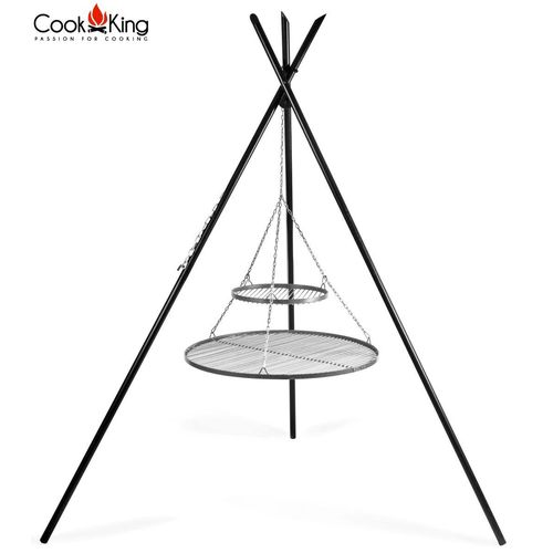 CookKing Schwenkgrill TIPI 210 cm - Doppelrost aus Edelstahl 70 cm + 40 cm
