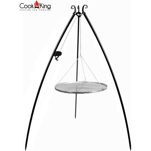 CookKing 21378 Schwenkgrill 200cm - Grillrost aus Edelstahl 80cm + Kurbel
