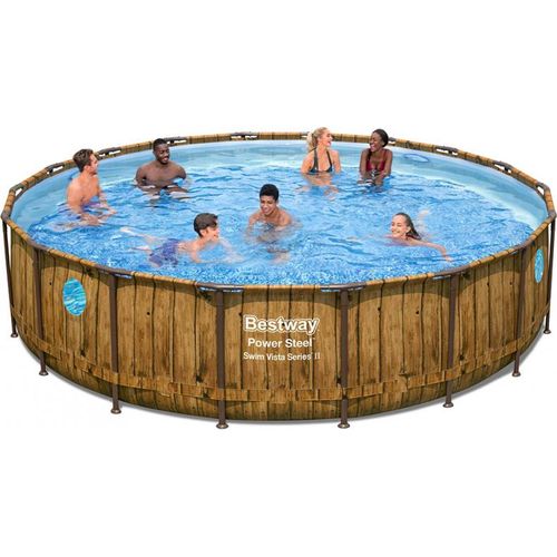 Bestway 56977 Rund Aufstellpool Stahl mit Bullaugenfenster 549x122 cm