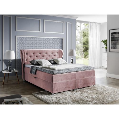 Boxspringbett Schlafzimmerbett ARIANNA 160x200cm Stoff Solonrose