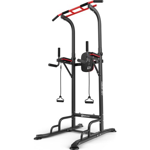 Hop-Sport Kraftturm HS-1016 - Power Tower mit Dip Station, Klimmzugstange und Power Ropes