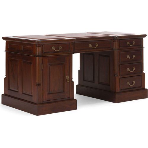 Schreibtisch Cambridge Leder braun