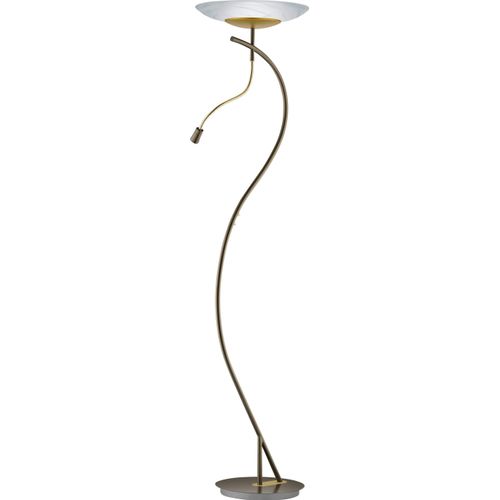 Deutsche LED Stehleuchte Braun Gold Dimmbar Flex. Lesearm 2900lm Deckenfluter Ø 43cm