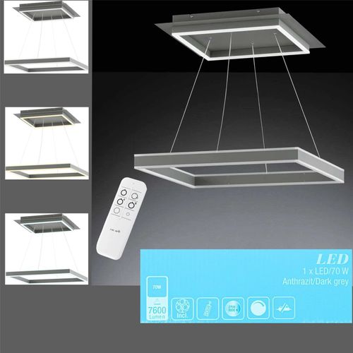 Pendelleuchte Wofi Kemi LED Hängelampe 70W 2-flammig Dimmbar Fernbedienung Farbtemperatursteuerung 150cm Verstellbar Grau