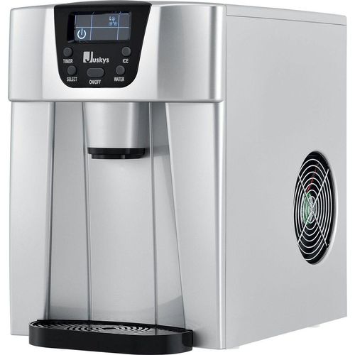 Juskys Eiswürfelmaschine PIM200L mit 2in1 Spender & Timer – bis 12kg / Tag, Eiswürfel in 6 - 10 Minuten, 2 Größen, 2L Tank – Eiswürfelbereiter Silber