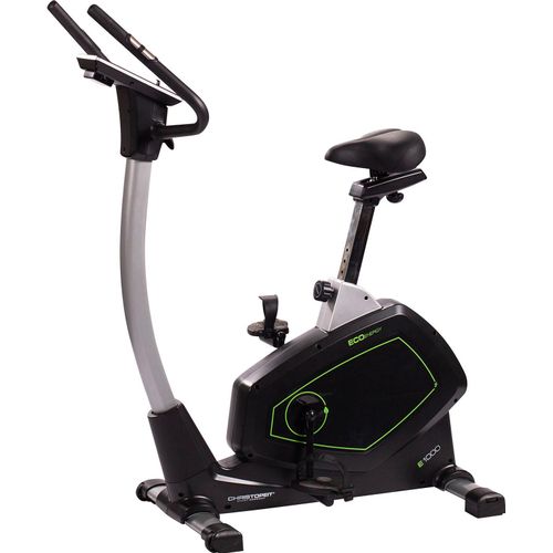 Christopeit Ergometer E 1000 – Heimtrainer mit Eigenstromerzeugung, 24-stufiger Magnetbremsung, USB-Anschluss, Kinomap-Kompatibel, Verstellbarer Komfortsattel, Integrierte Pulsmessung, Flachriemenantrieb
