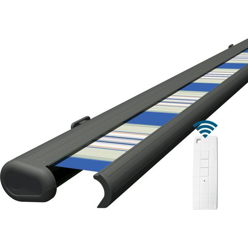 Eclipse Premium elektrische Vollkassettenmarkise Grau 3x2,5 m Tuch: Meeresfarben
