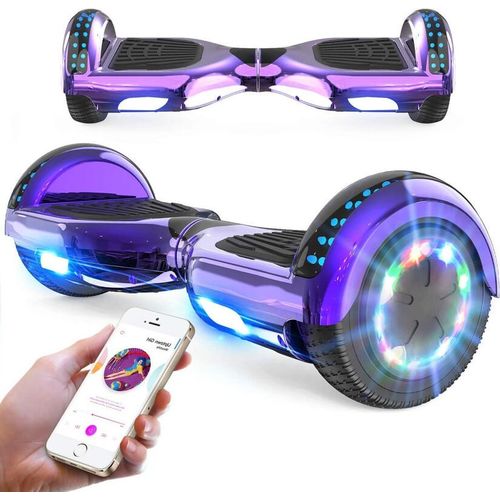 6.5 Zoll Hoverboard Elektro Skateboard mit LED Leuchten & Bluetooth Musik lila