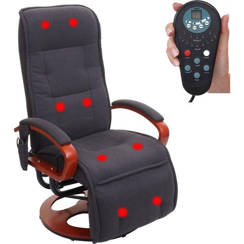 Relaxliege Terni II, Relaxsessel Massagesessel, MIT Massage Stoff/Textil dunkelgrau