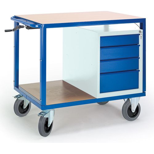 Rollcart Höhenverstellbarer Tischwagen mit Schubladenschrank