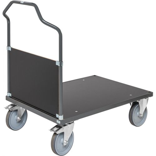 Kongamek ergonomischer Plattformwagen in dunkelgrau 1290x800x1065 mit MDF-Platte und Schiebebügel mit Gummibereifung und Bremse