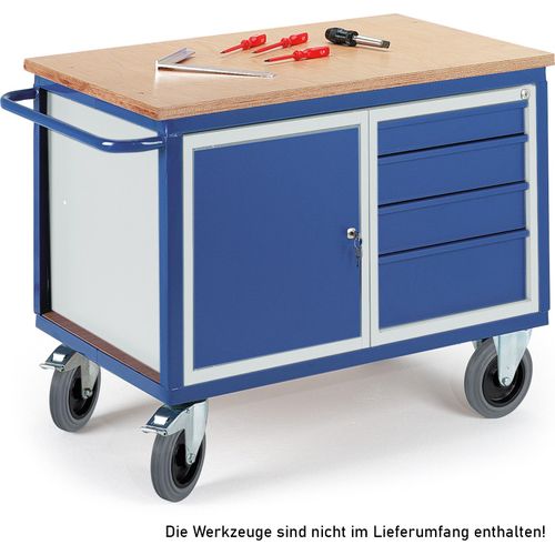 Rollcart Werkstattwagen mit Stahlschrank und 4 Schubladen 600kg Tragkraft