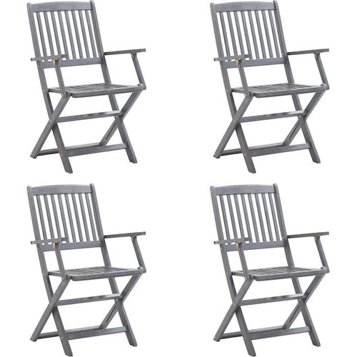 vidaXL Klappbare Gartenstühle 4 Stk. mit Sitzkissen Massivholz Akazie