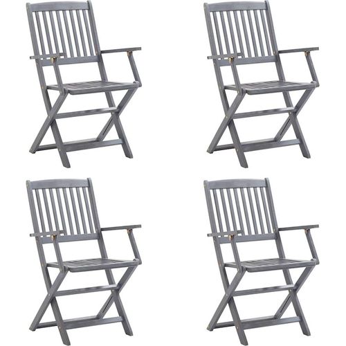 vidaXL Klappbare Gartenstühle 4 Stk. mit Sitzkissen Massivholz Akazie