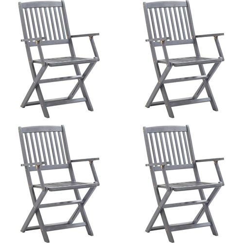 vidaXL Klappbare Gartenstühle 4 Stk. mit Sitzkissen Massivholz Akazie