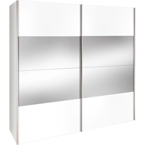 Schwebetürenschrank - Polarweiß - 200 x 216 cm - mit Kristallspiegel