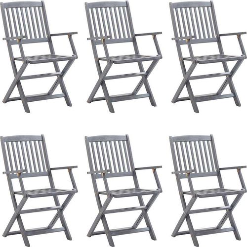vidaXL Klappbare Gartenstühle 6 Stk. mit Sitzkissen Massivholz Akazie