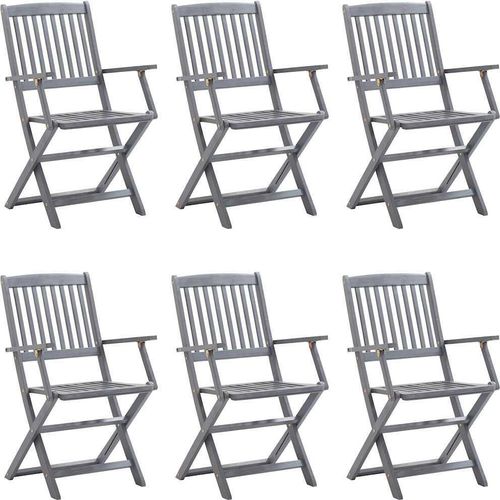 vidaXL Klappbare Gartenstühle 6 Stk. mit Sitzkissen Massivholz Akazie