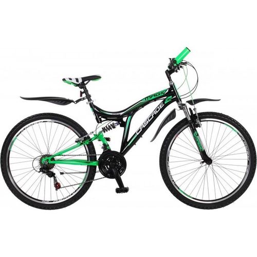 26 Zoll Kinderfahrrad Kinder Jungen Mädchen Jugend MTB Fahrrad Mountainbike Jugendfahrrad Rad Bike 18 Gang Fully Vollgefedert CASCADE GRÜN