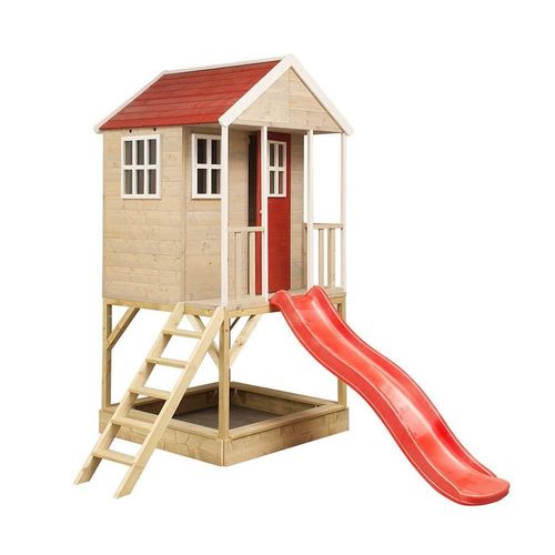 Wendi Toys Holz Stelzenhaus Frosch mit Rutsche und Sandkasten Natur 280x197x242 cm