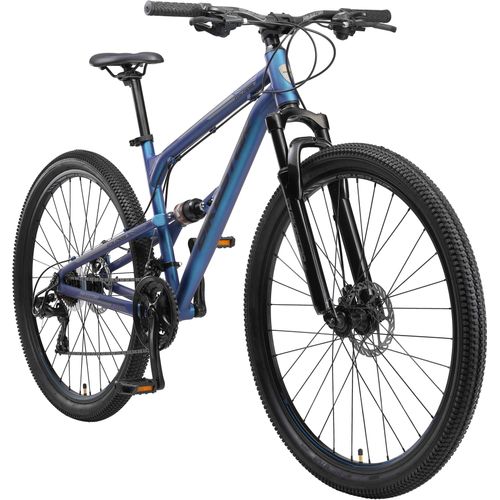 BIKESTAR Vollgefedert Aluminium Mountainbike 29 Zoll, 21 Gang Shimano Schaltung mit Scheibenbremse | 17,5 Zoll Rahmen Fully MTB Erwachsenen- und Jugendfahrrad | Blau