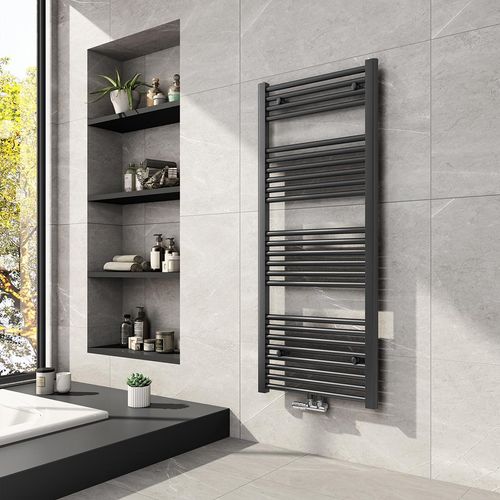 Meykoers Badheizkörper 1200x500mm Mittelanschluss 513 Watt Anthrazit, Handtuchtrockner Handtuchwärmer Design Heizkörper für Bad Heizung Radiator