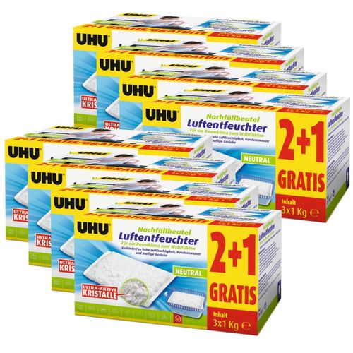 UHU Original Luftentfeuchter Nachfüllbeutel 3x1000g Neutral air max (8er Pack)