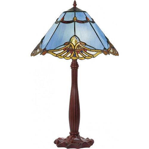 Casa Padrino Luxus Tiffany Tischleuchte Blau / Mehrfarbig / Braun 40 x 40 x H. 64 cm - Schreibtischleuchte - Tiffany Leuchten