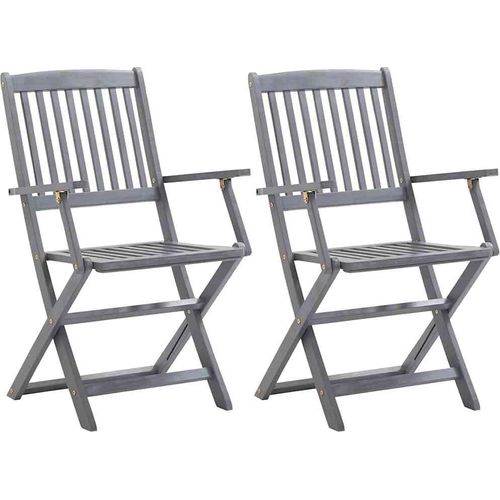 vidaXL Klappbare Gartenstühle 2 Stk. mit Sitzkissen Massivholz Akazie