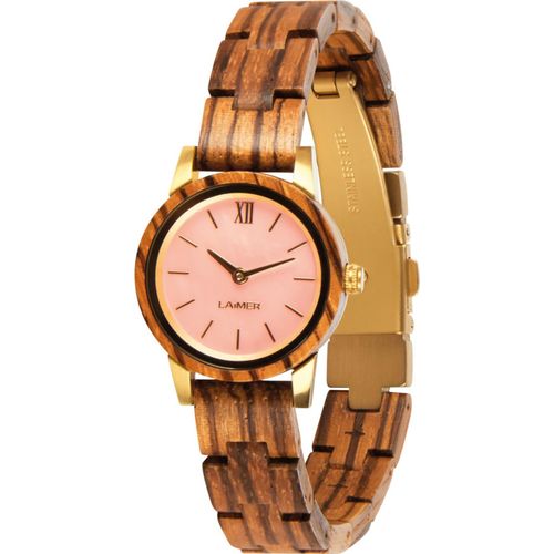 Laimer 0160 Damen Holzuhr Nora Analog Quarz Zebranoholz-Armband Ø 25 mm
