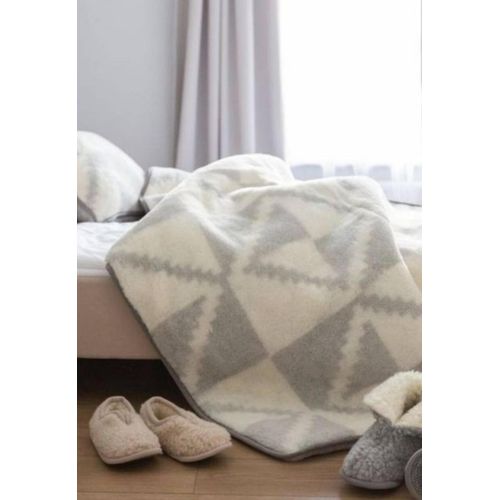 Bettdecke aus Wolle GABA 140x200 Grau/Weiß -