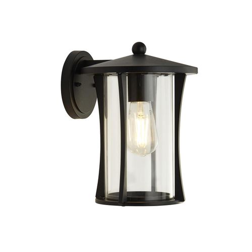 Wandleuchte, Außenleuchte, Alu Glas, Schwarz, H 28 cm
