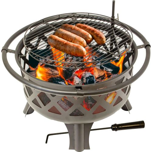 Feuerschale mit Grillrost, Feuerkorb für den Garten, Firebowl Ø 75x60 cm, Fire Pit