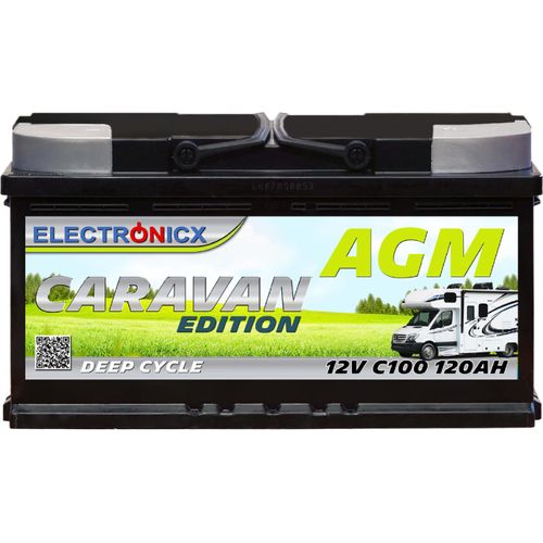 Electronicx Caravan Edition AGM Batterie 120AH 12V - Versorgungsbatterie für Wohnmobil & Boot