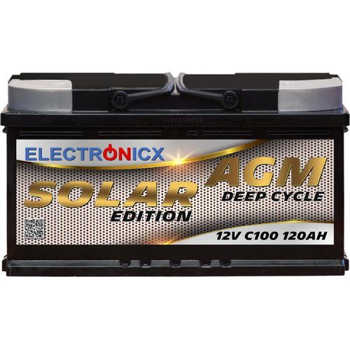 Electronicx Solar Edition AGM Batterie 120AH - 12V Solar Akku für Photovoltaik, Camping & Off-Grid-Systeme