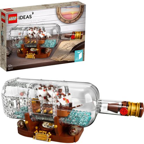 LEGO 92177 Ideas Schiff in der Flasche, Modellbausatz eines Schiffs zur Deko für Erwachsene sowie Mädchen und Jungen ab 12 Jahre, tolles Geschenk